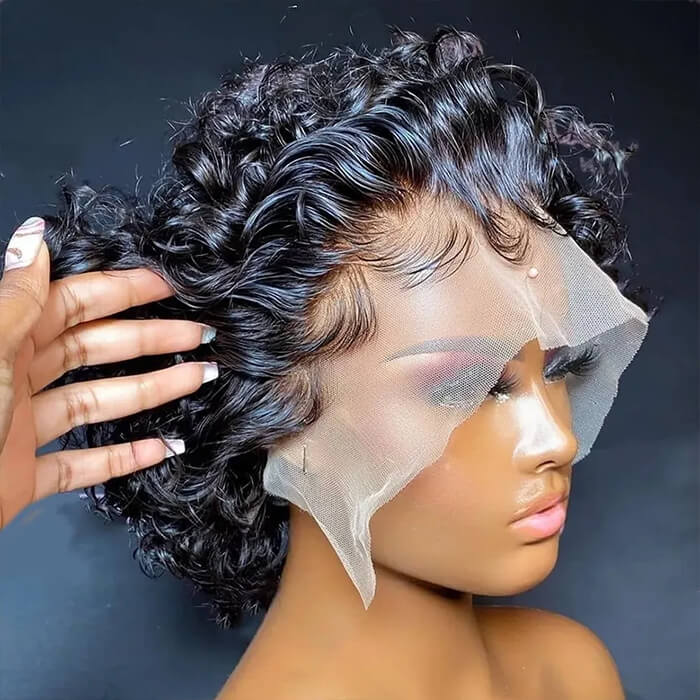 Real Show | Pixie Curly Wig | Frontal HD Lace Wig Lace (8'')