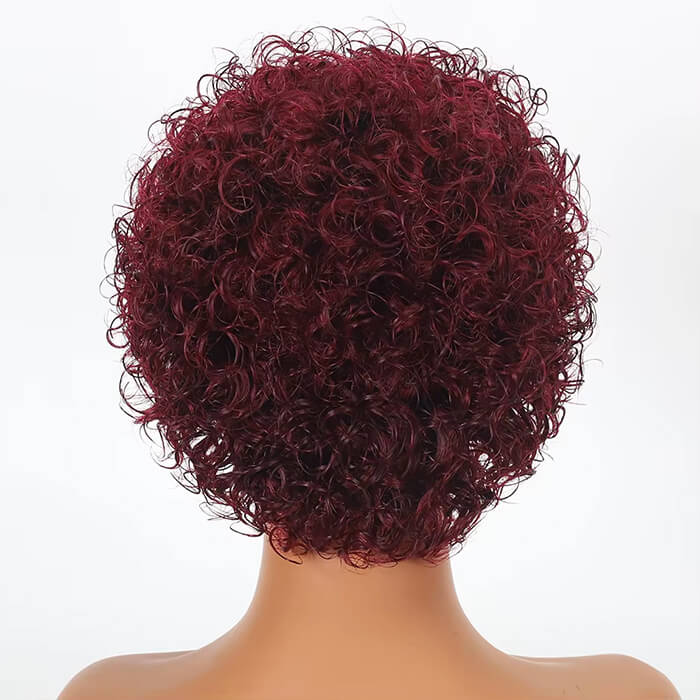 Real Show | Pixie Curly Wig | 99J Red Wig | Frontal HD Lace  (8'')