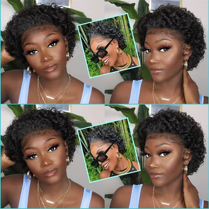 Real Show | Pixie Curly Wig | Frontal HD Lace Wig Lace (8'')