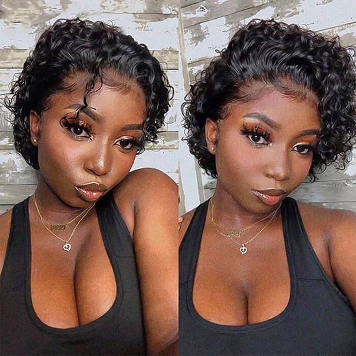 Real Show | Pixie Curly Wig | Frontal HD Lace Wig Lace (8'')
