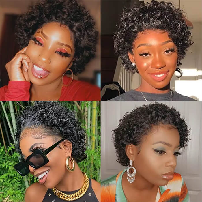 Real Show | Pixie Curly Wig | Frontal HD Lace Wig Lace (8'')