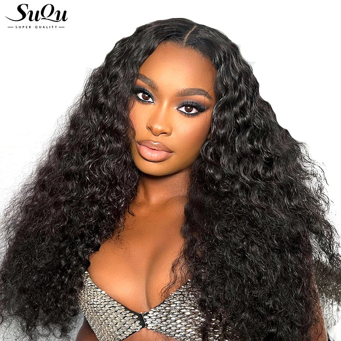 Water Wave 4x4 5x5 Glueless Pre-cut HD Lace Closure Wig Pre-bleached Knots