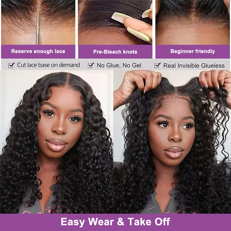 Deep Wave Wig Glueless Pre Plucked Natural Hairline Human Hair Wig