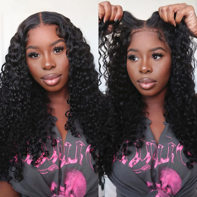 Deep Wave Wig Glueless Pre Plucked Natural Hairline Human Hair Wig